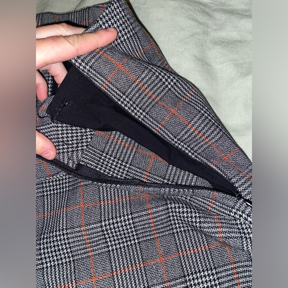 Free People Kick Flare Plaid Cropped High Rise Gray Trouser Pants Plaid Office - Picture 10 of 14